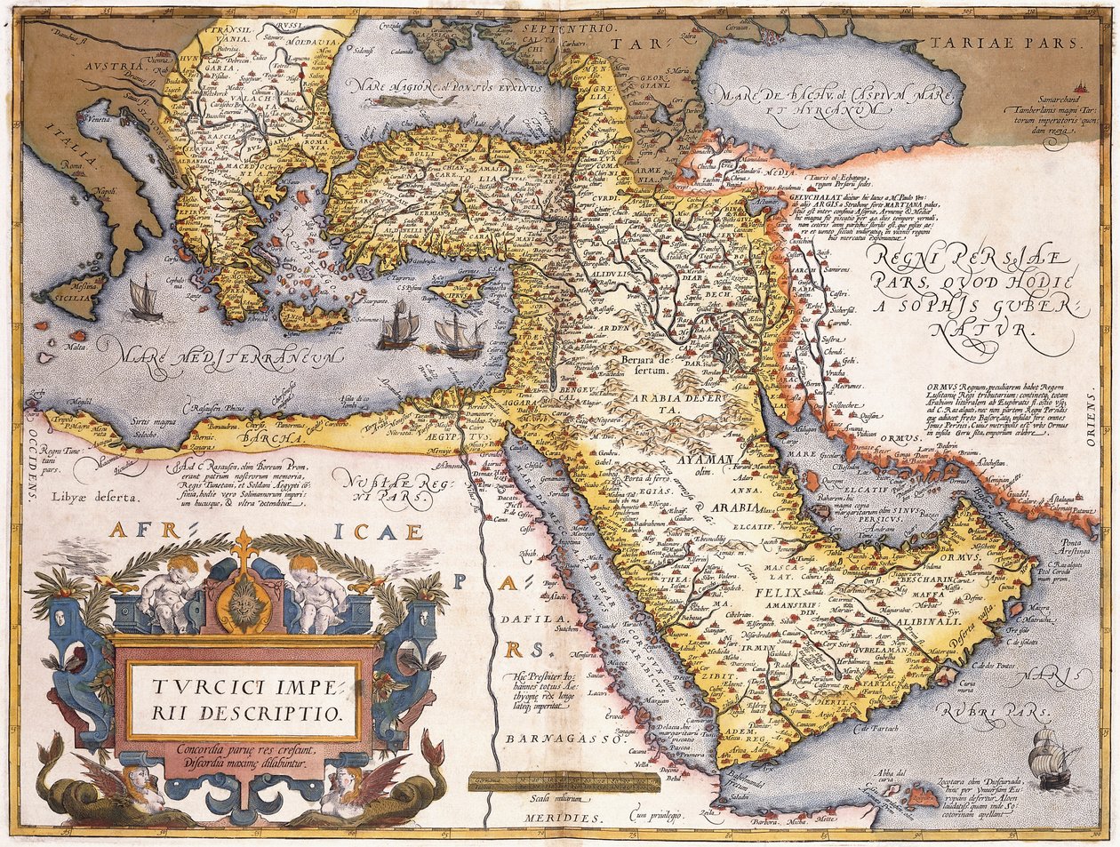 Kort over det tyrkiske imperium, af Abraham Ortelius