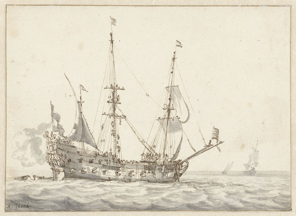 hollandsk krigsskib af Abraham Storck
