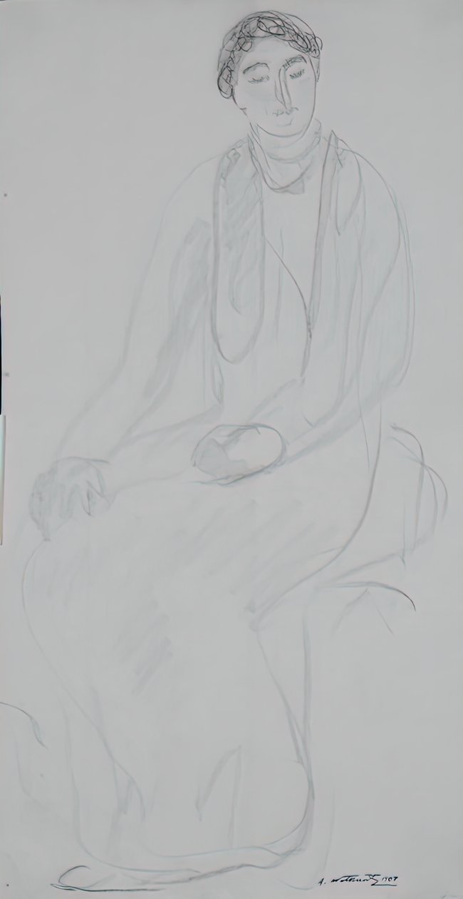 Siddende kvinde, 1907. af Abraham Walkowitz