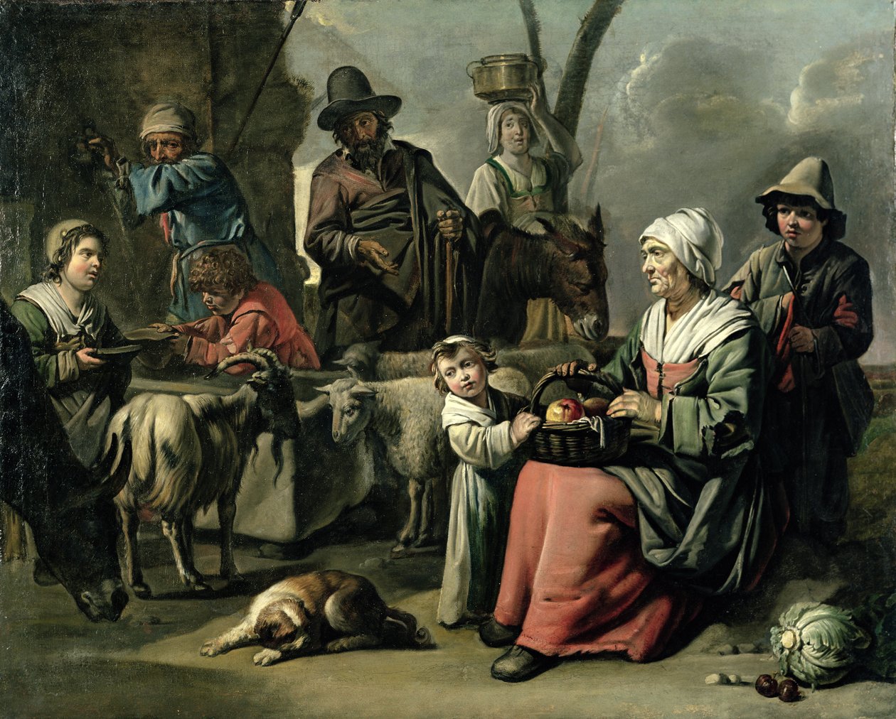 Bondefamilie ved en Brønd af Abraham Willemsens