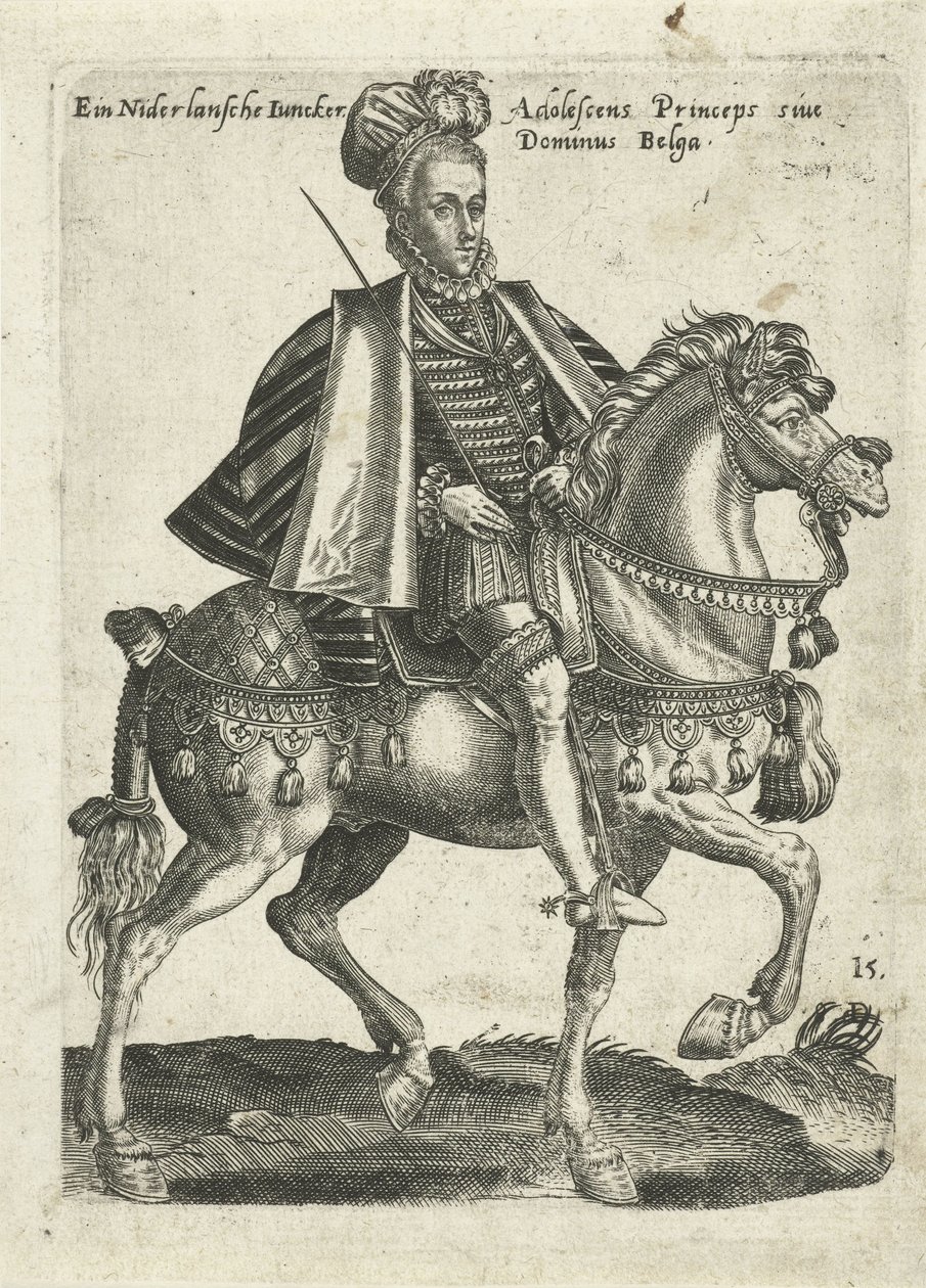 Hollandsk væbner til hest af Abraham de Bruyn (attributed to)