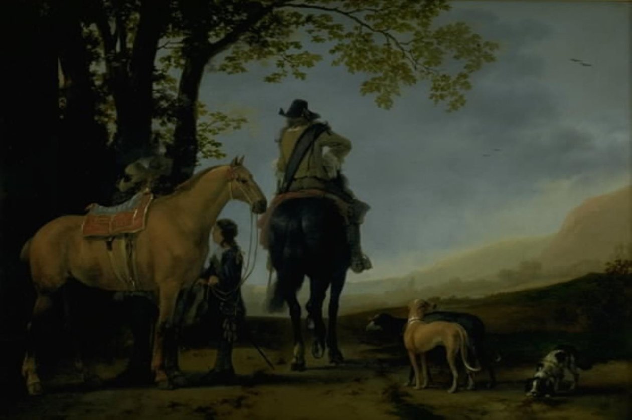 To ryttere i et landskab af Abraham van Calraet