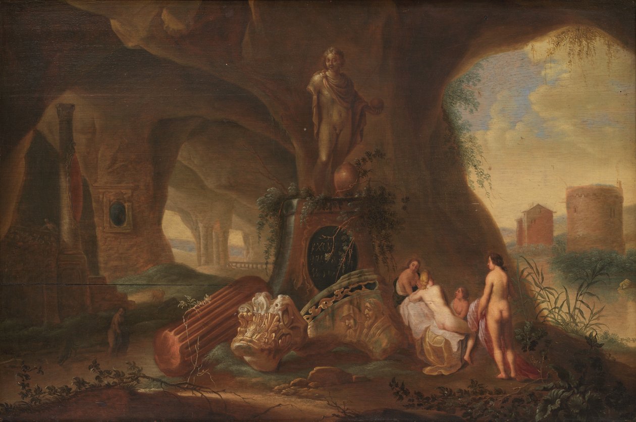 Nymfer i en grotte af Abraham van Cuylenborch