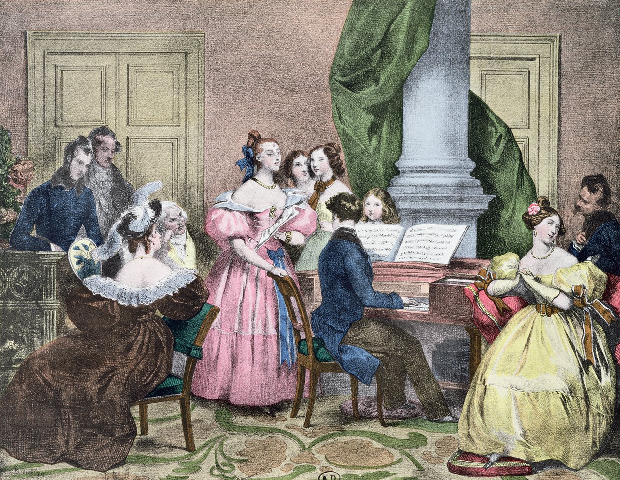 Familiekoncert, ca.1840 af Achille Devéria