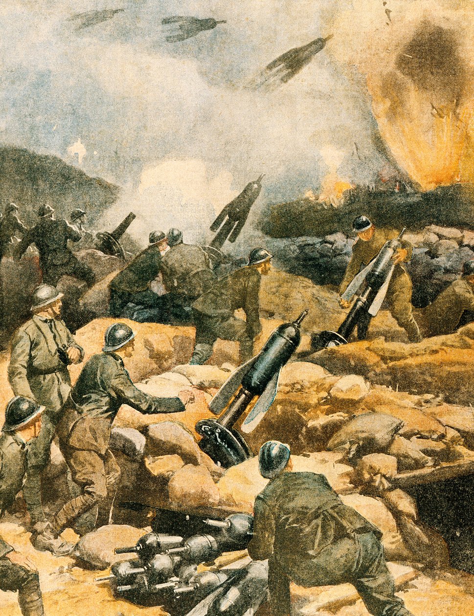 Bombning af Carso-linjer af Achille Beltrame