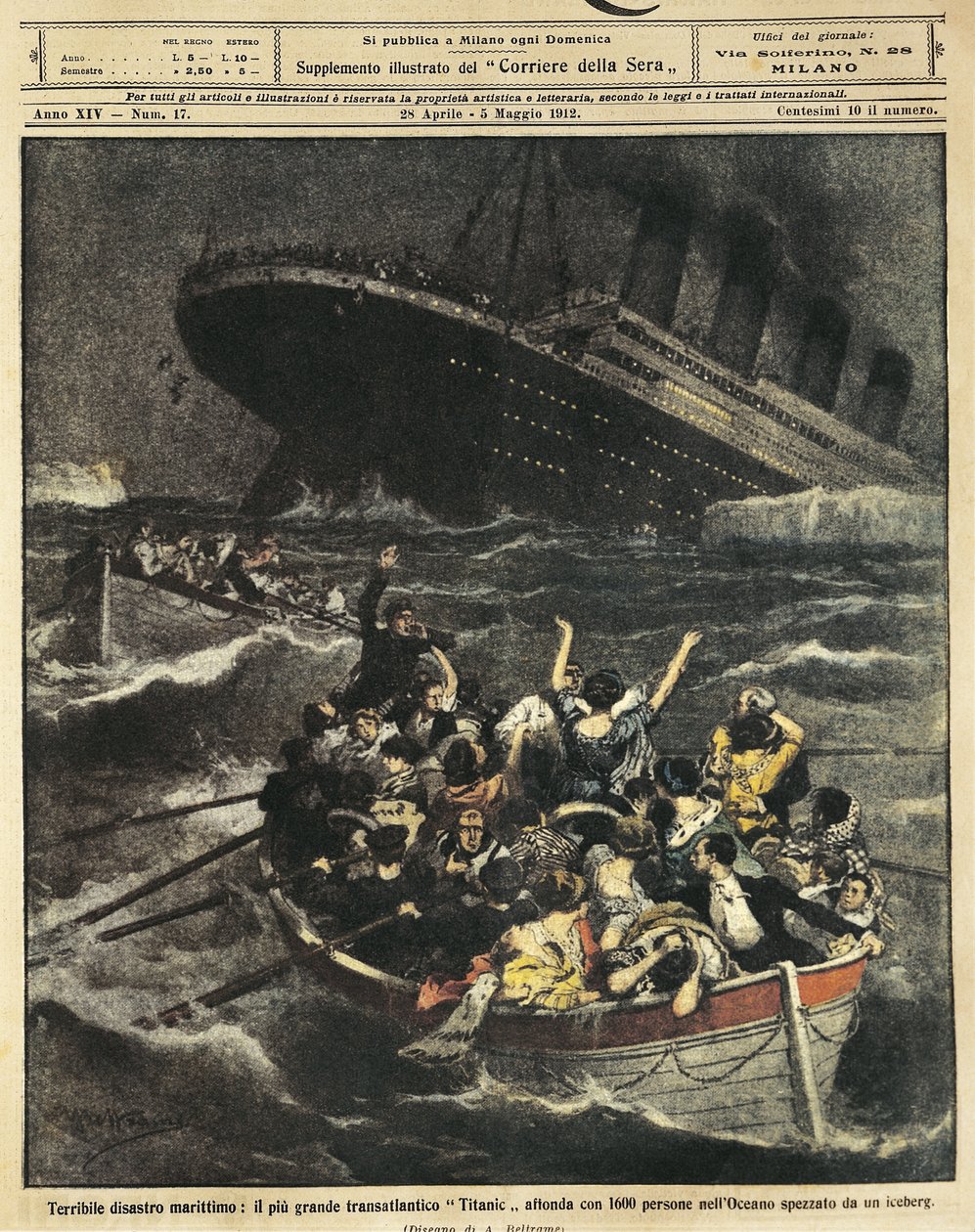 Storbritannien, forlis af passagerskibet Titanic af Achille Beltrame
