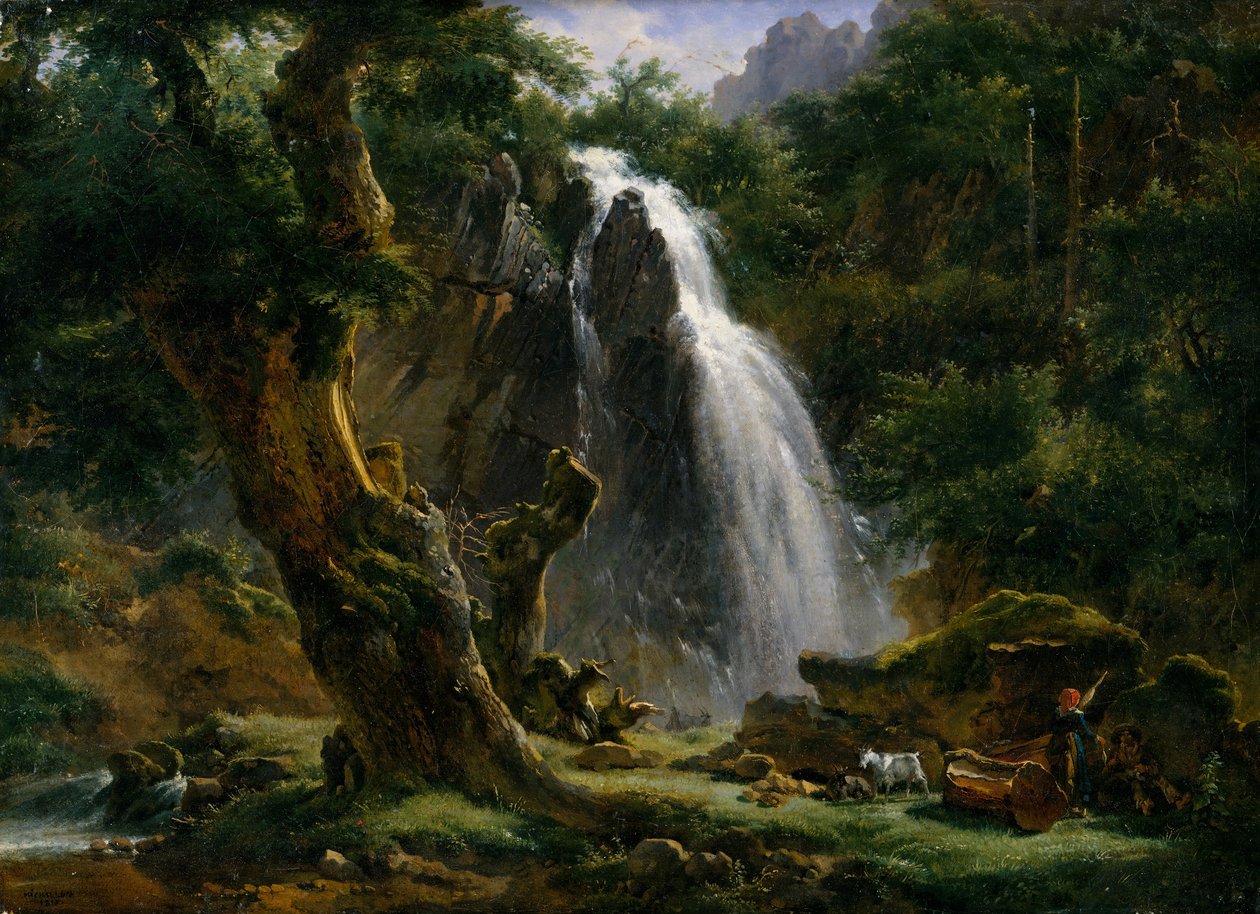 Vandfald ved Mont-Dore, 1818. af Achille Etna Michallon