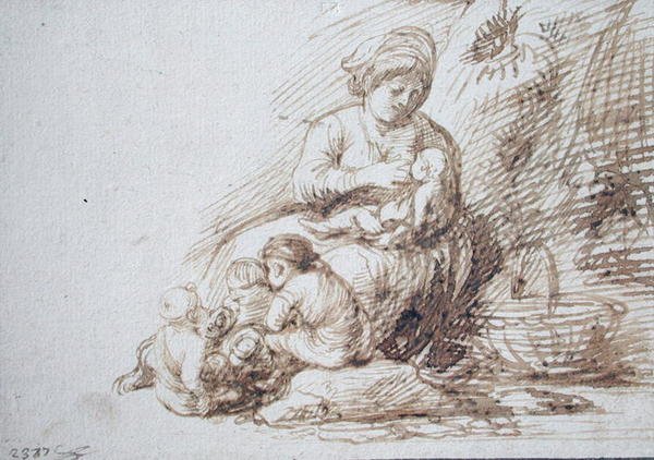 Kvinde ammer af Adam Elsheimer