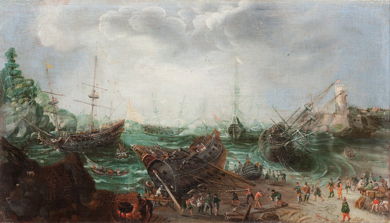 Havnescene, ca. 1615 (olie på lærred) af Adam Willaerts