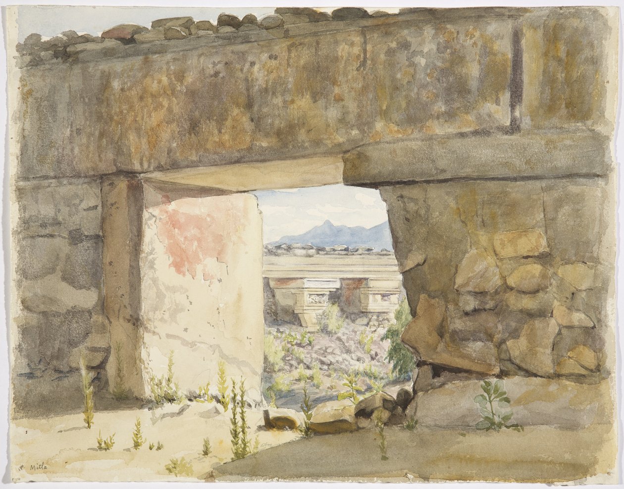 Ødelagte bygninger ved Mitla, Oaxaca af Adela Breton