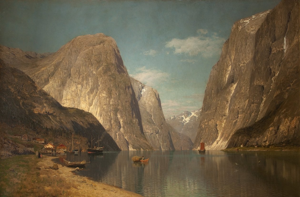 Op ad Sognefjorden ved Gudangen, 1876 af Adelsteen Normann