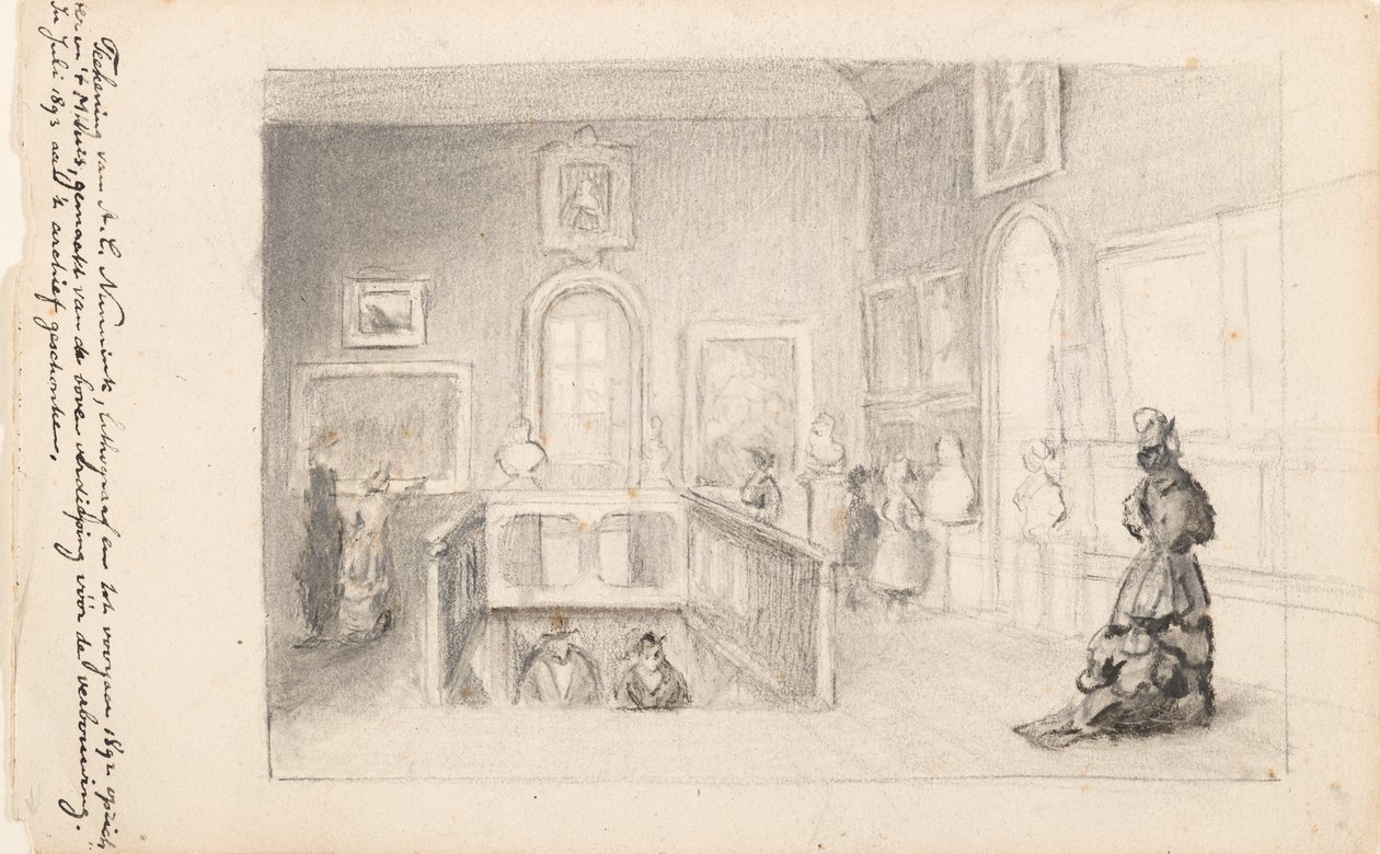 Besøgende i Trapzaal i Mauritshuis af Adolf Carel Nunnink