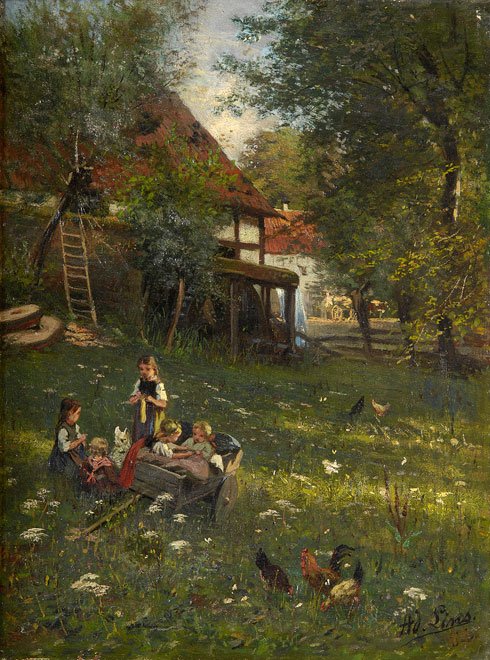 Børn, der leger i Schwalm af Adolf Lins