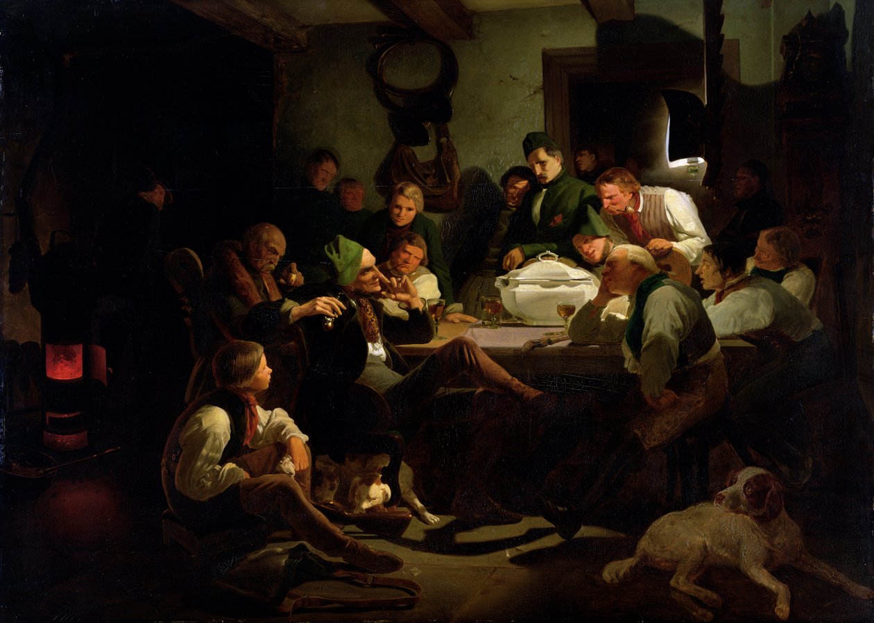 Munchhausen fortæller sine jagthistorier, 1842 af Adolf Schrodter