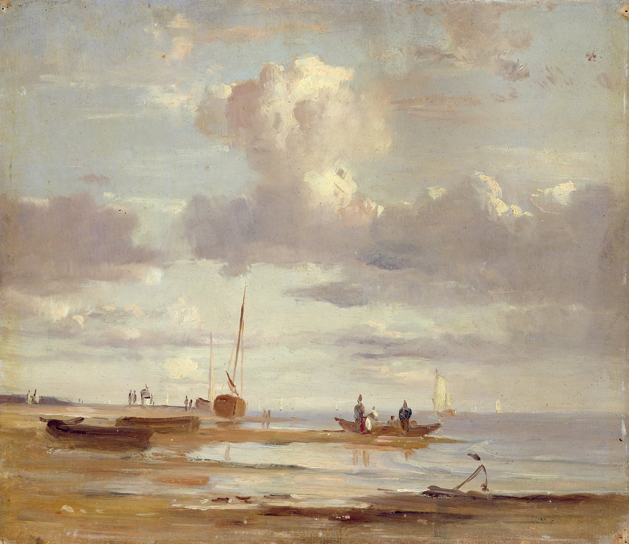 Elben ved Blankenese (olie på papir) af Adolf Vollmer