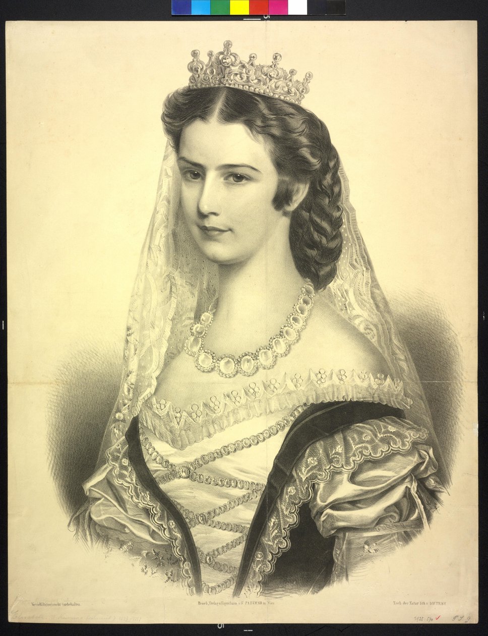 Kejserinde af Østrig Elisabeth (litografi) af Adolf Dauthage