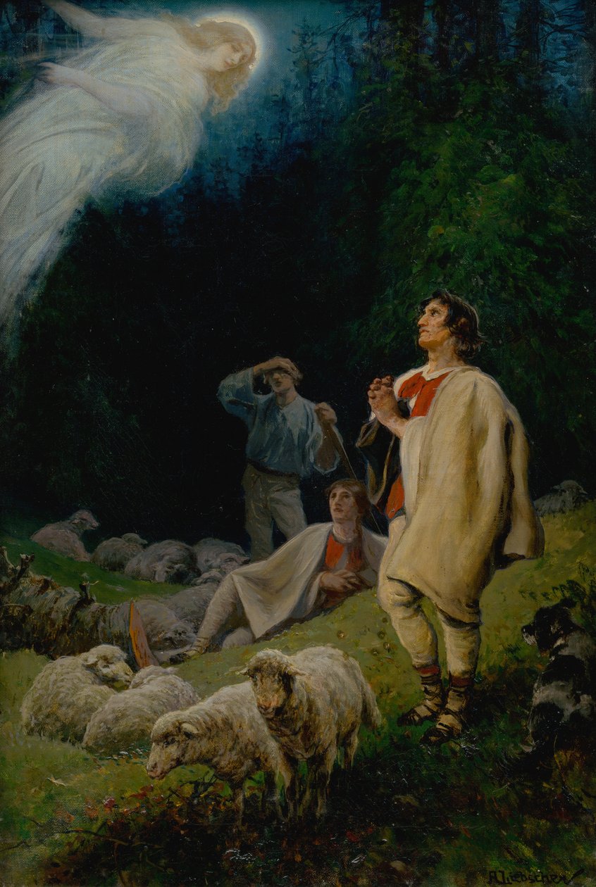 Bebudelsen til hyrderne, 1880. af Adolf Liebscher