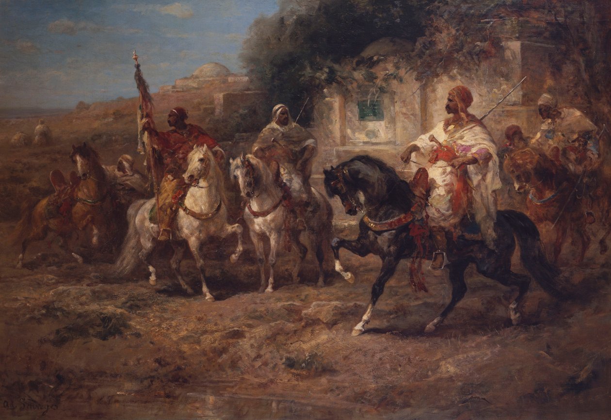 Arabiske Ryttere ved en Springvand af Adolf Schreyer