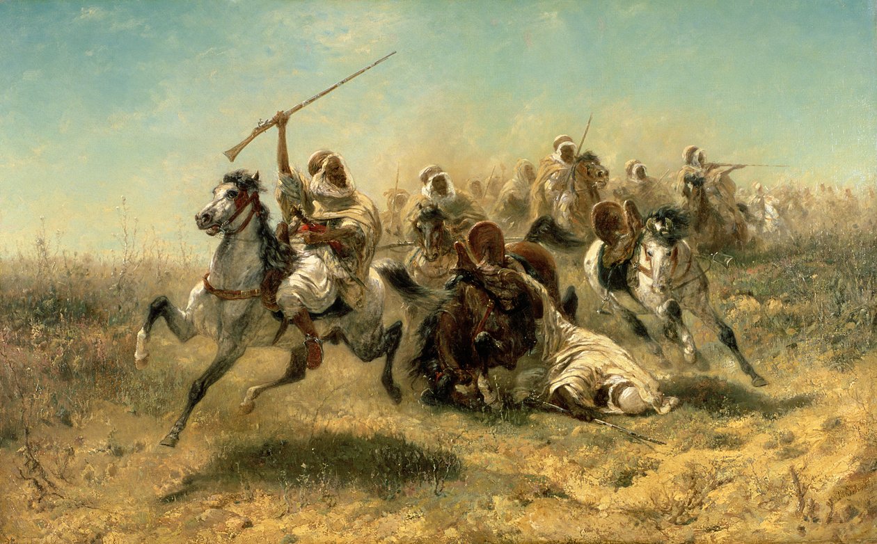 Arabiske ryttere i angreb, 1869 af Adolf Schreyer