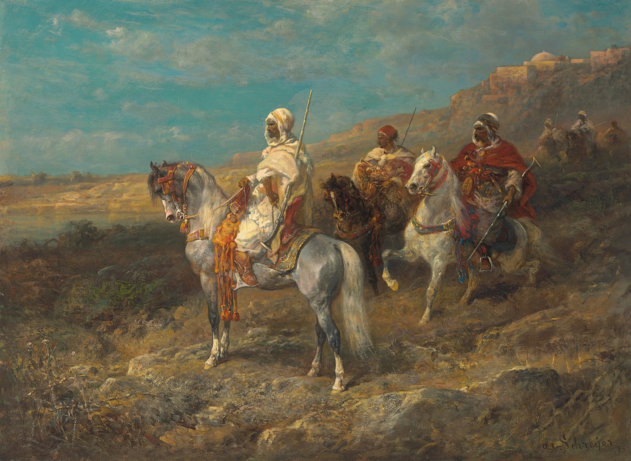 Araber på en hvid hest af Adolf Schreyer