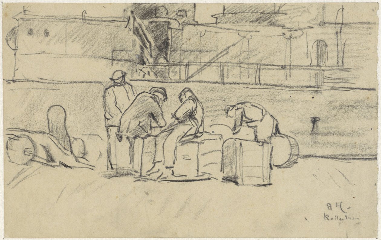 Arbejdere ved kajen i Rotterdam af Adolf le Comte