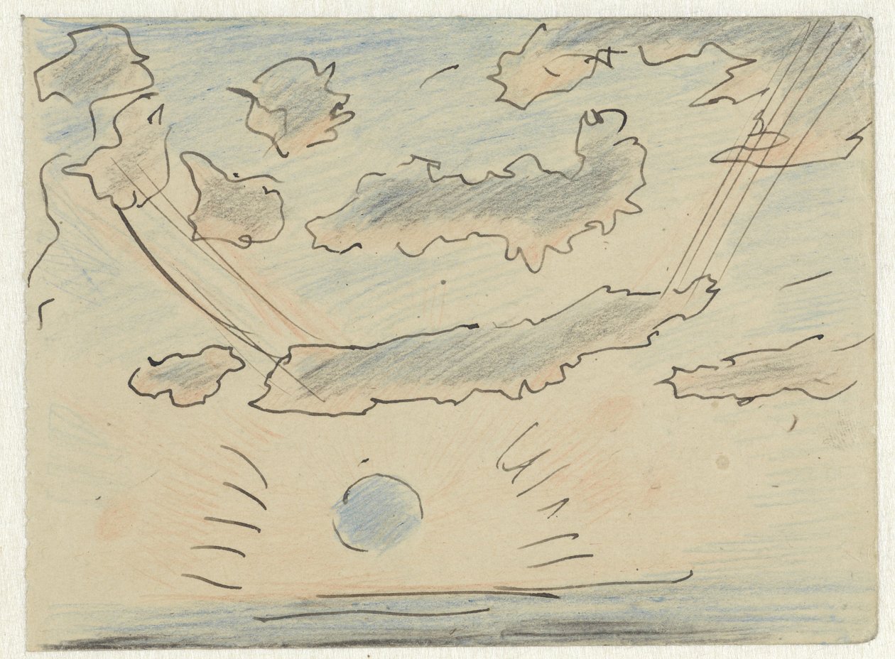 Skystudie med sol af Adolf le Comte