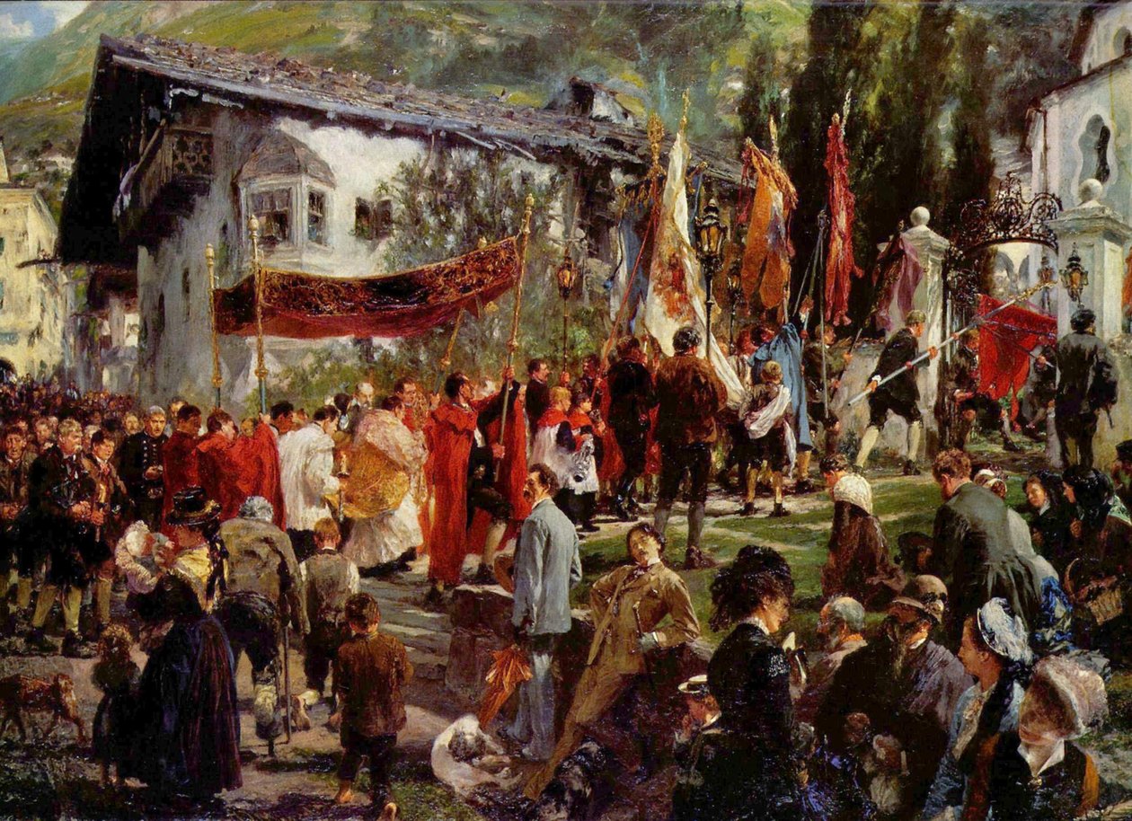 Corpus Christi procession i Hofgastein af Adolph Menzel