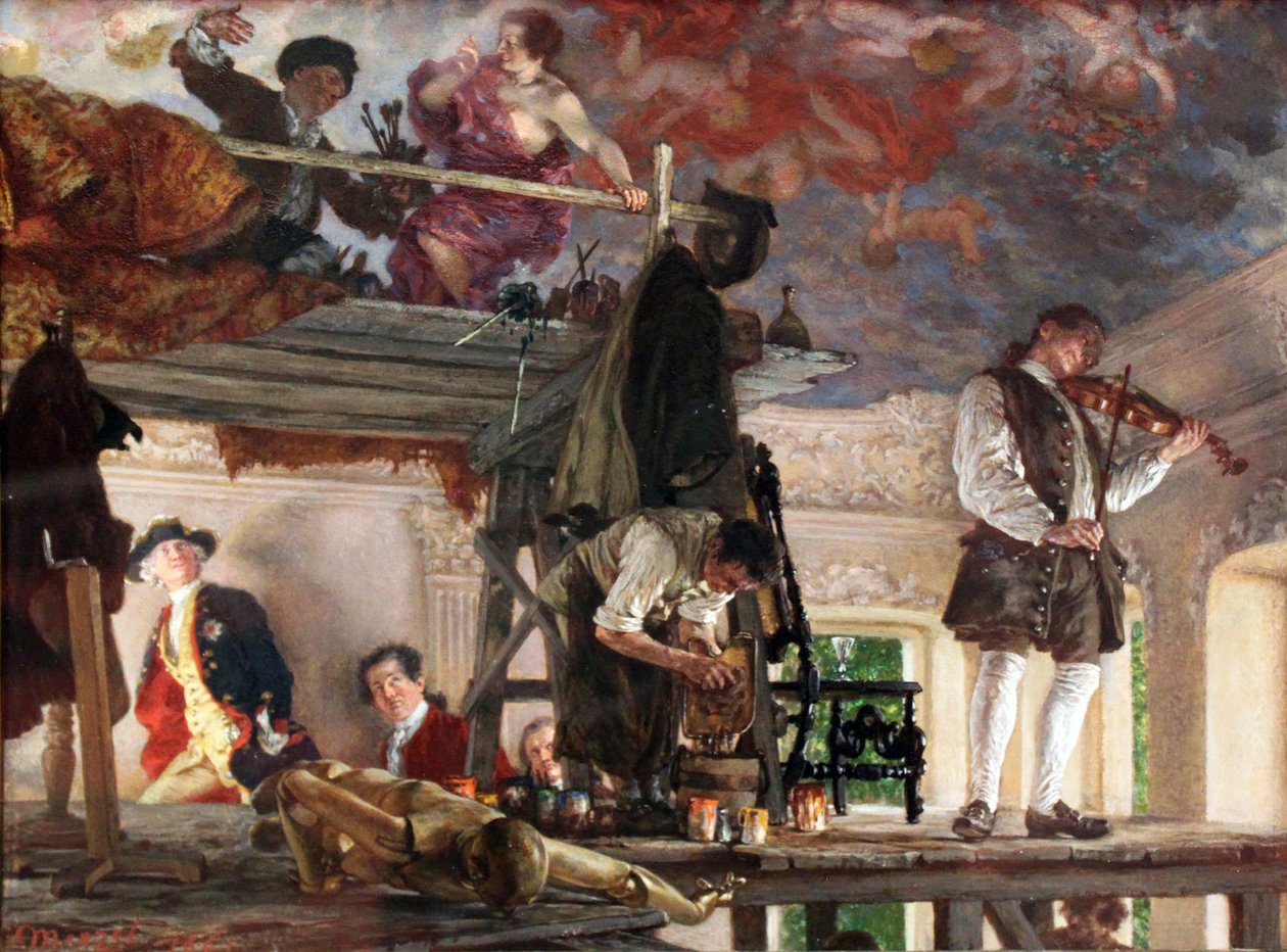 Kronprins Friedrich besøger maleren Pesne af Adolph Menzel