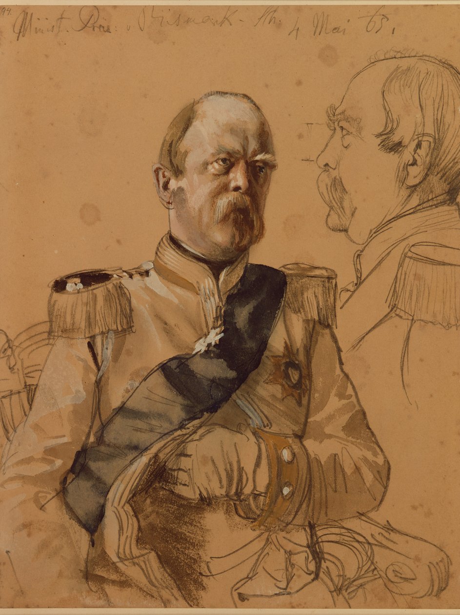 Prins Otto von Bismarck, 1865 (blyant og vask på papir) af Adolph Menzel