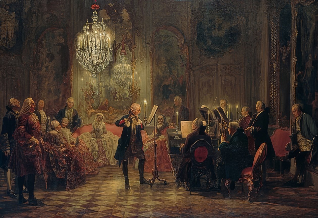 Fløjtekoncert af Frederik den Store i Sanssouci af Adolph Menzel