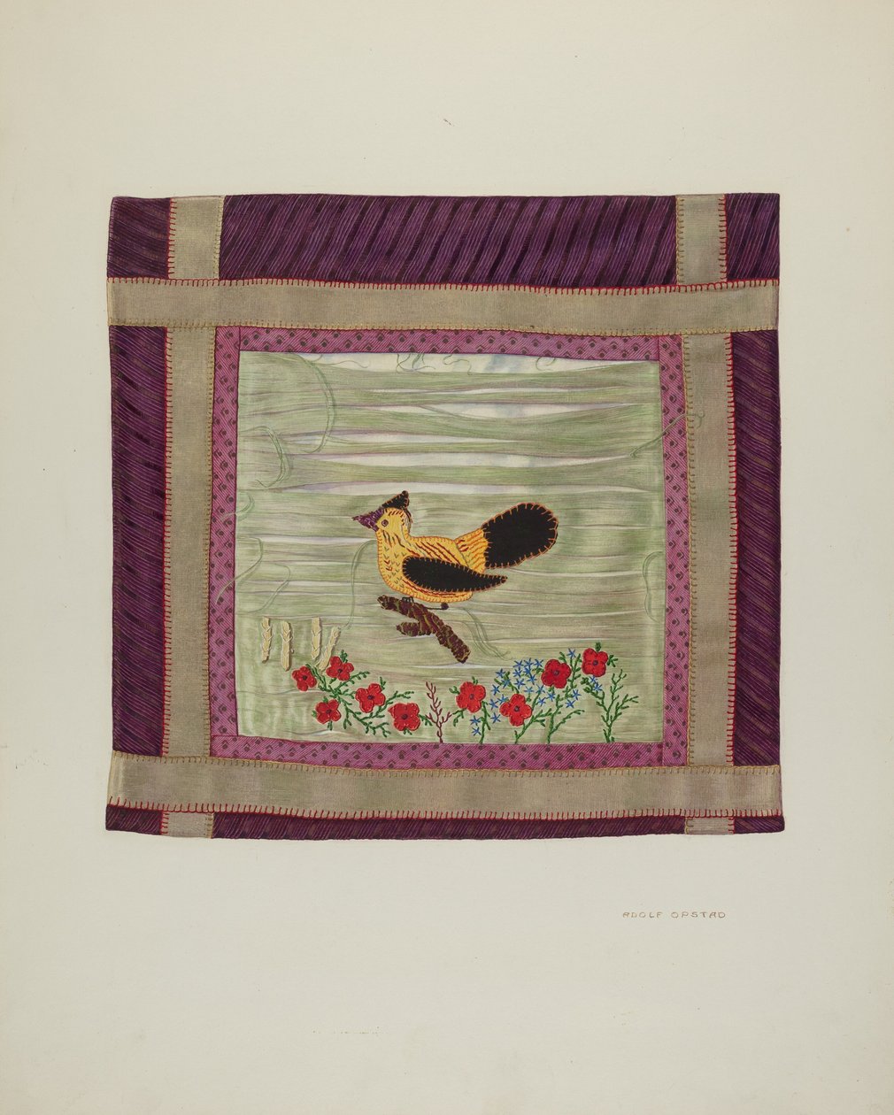 Applique Coverlet Detail, 1941. af Adolph Opstad