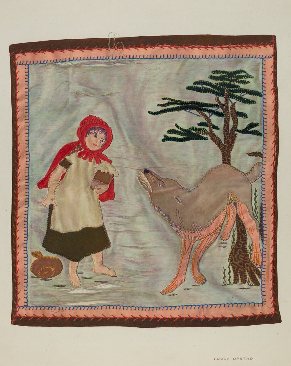 Coverlet Detail Rødhætte, ca. 1941. af Adolph Opstad