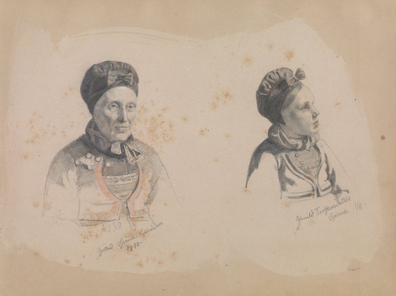 Gjertrud Skjønne og Gunhild Torstensdatter Skjønne af Adolph Tidemand