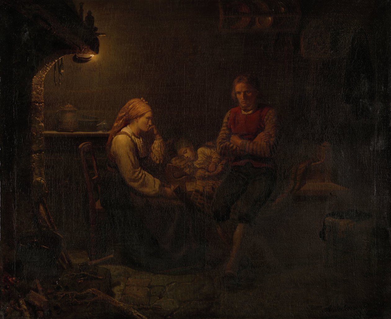 det syge barn af Adolph Tidemand