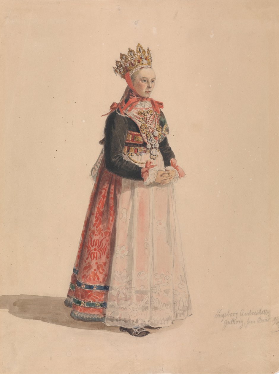 Ingeborg Andresdatter Gulsvik som Brud af Adolph Tidemand