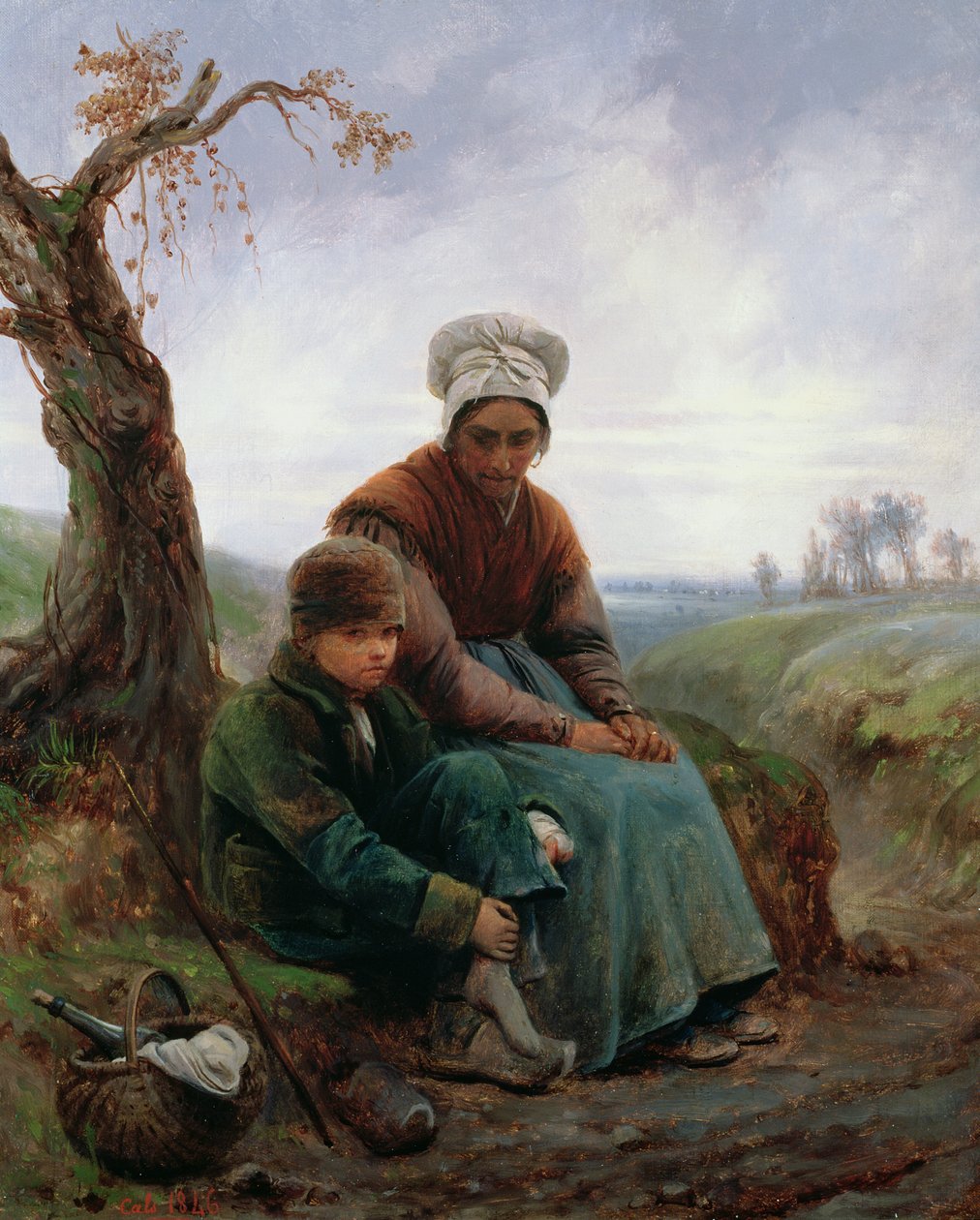 Bondekvinde og dreng, 1846 af Adolphe Felix Cals