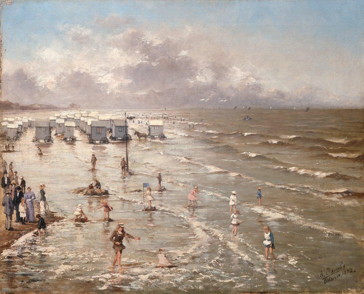 Stranden i Oostende, 1892 af Adolphe Jacobs