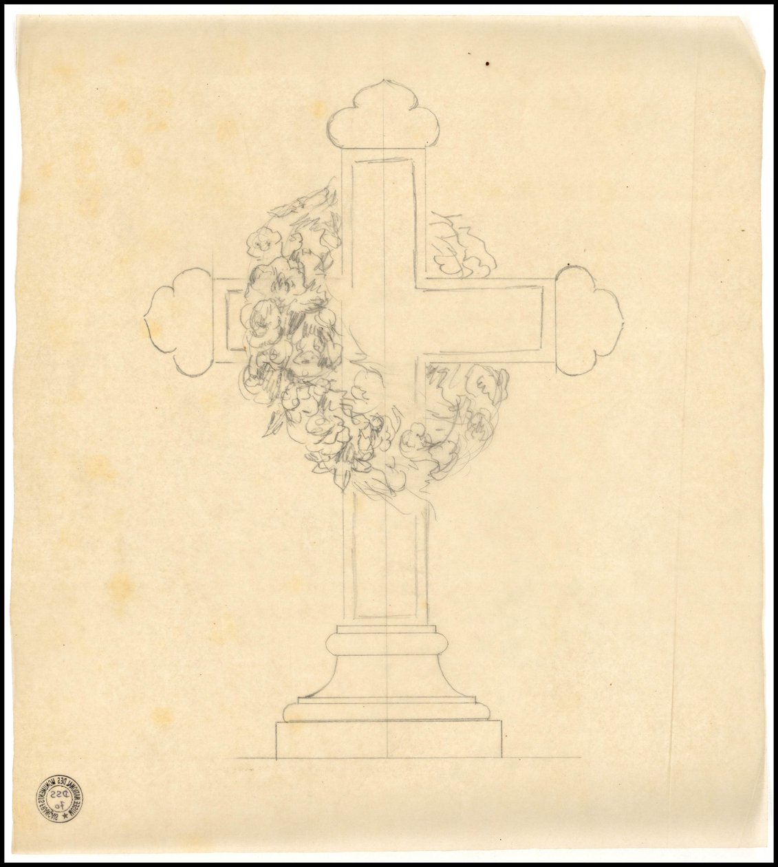 Skitse af en grav til familien Karakehia på Père Lachaise kirkegård i Paris af Adolphe Victor Geoffroy Dechaume