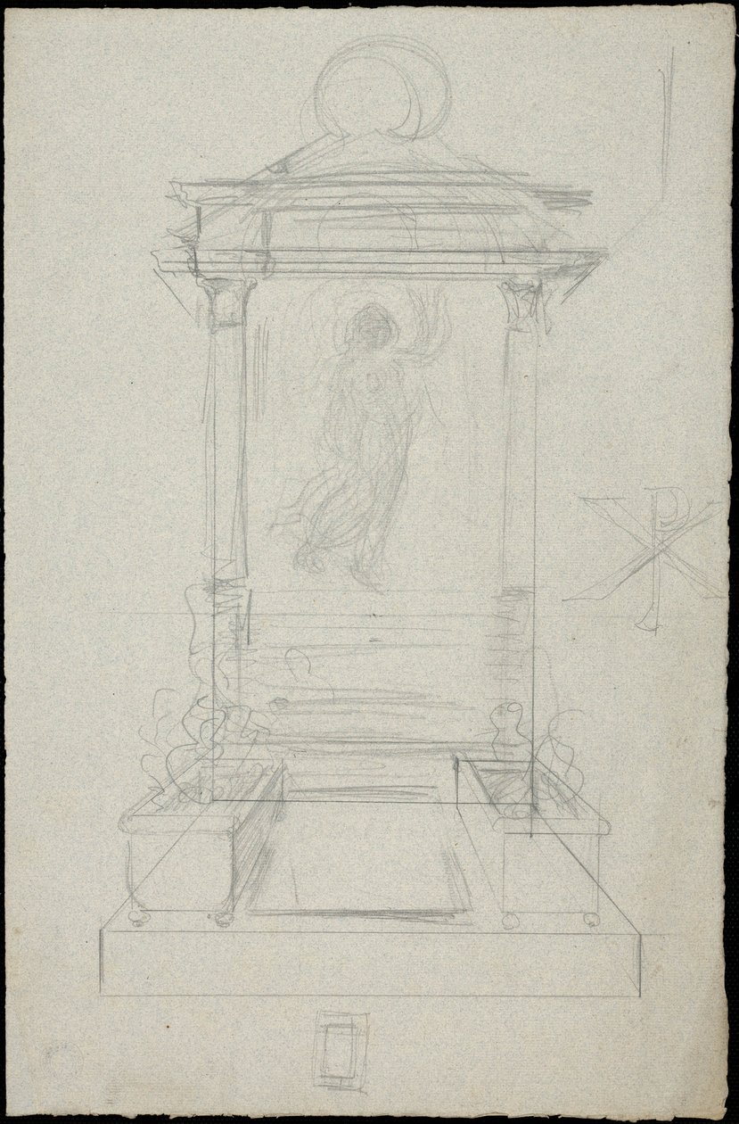 Skitse af en grav til familien Karakehia på Père Lachaise kirkegård i Paris af Adolphe Victor Geoffroy Dechaume