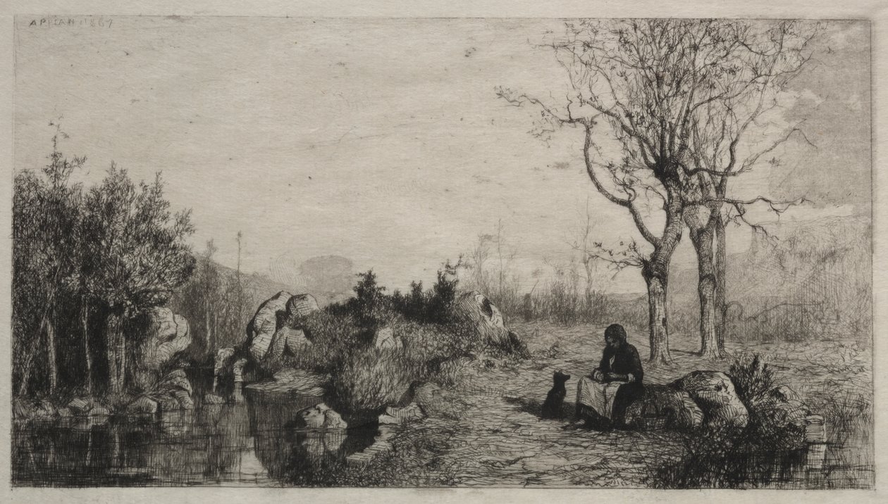 Bredden af en å ved Rossillon af Adolphe Appian