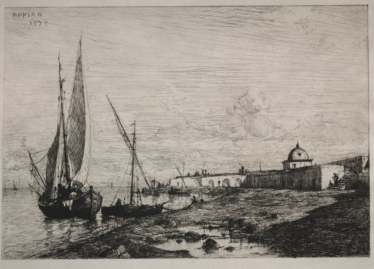 Havnen i San Remo, 1878. af Adolphe Appian