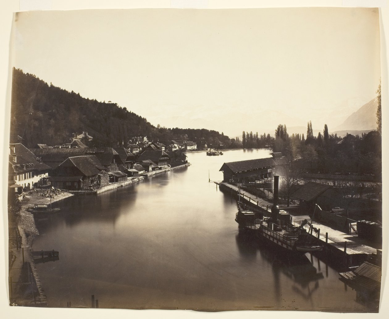 Dampskib i Thun-søen, Schweiz af Adolphe Braun