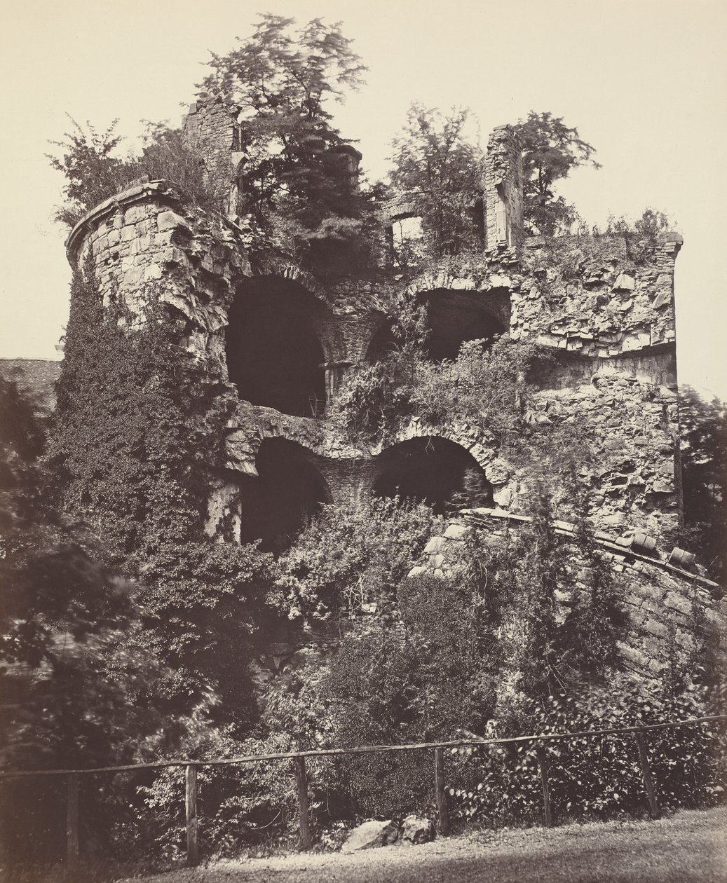 Det eksploderede tårn, Heidelberg Slot, ca. 1865 (foto) af Adolphe Braun