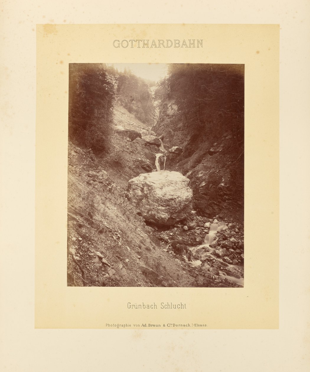 Gotthard-jernbanen: Grünbach-slugten af Adolphe Braun and Cie
