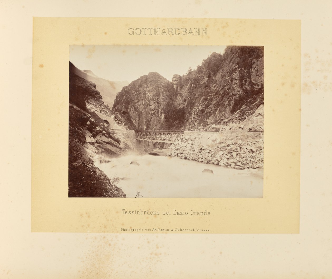 Gotthard-jernbanen: Ticino-broen nær Dazio Grande af Adolphe Braun and Cie