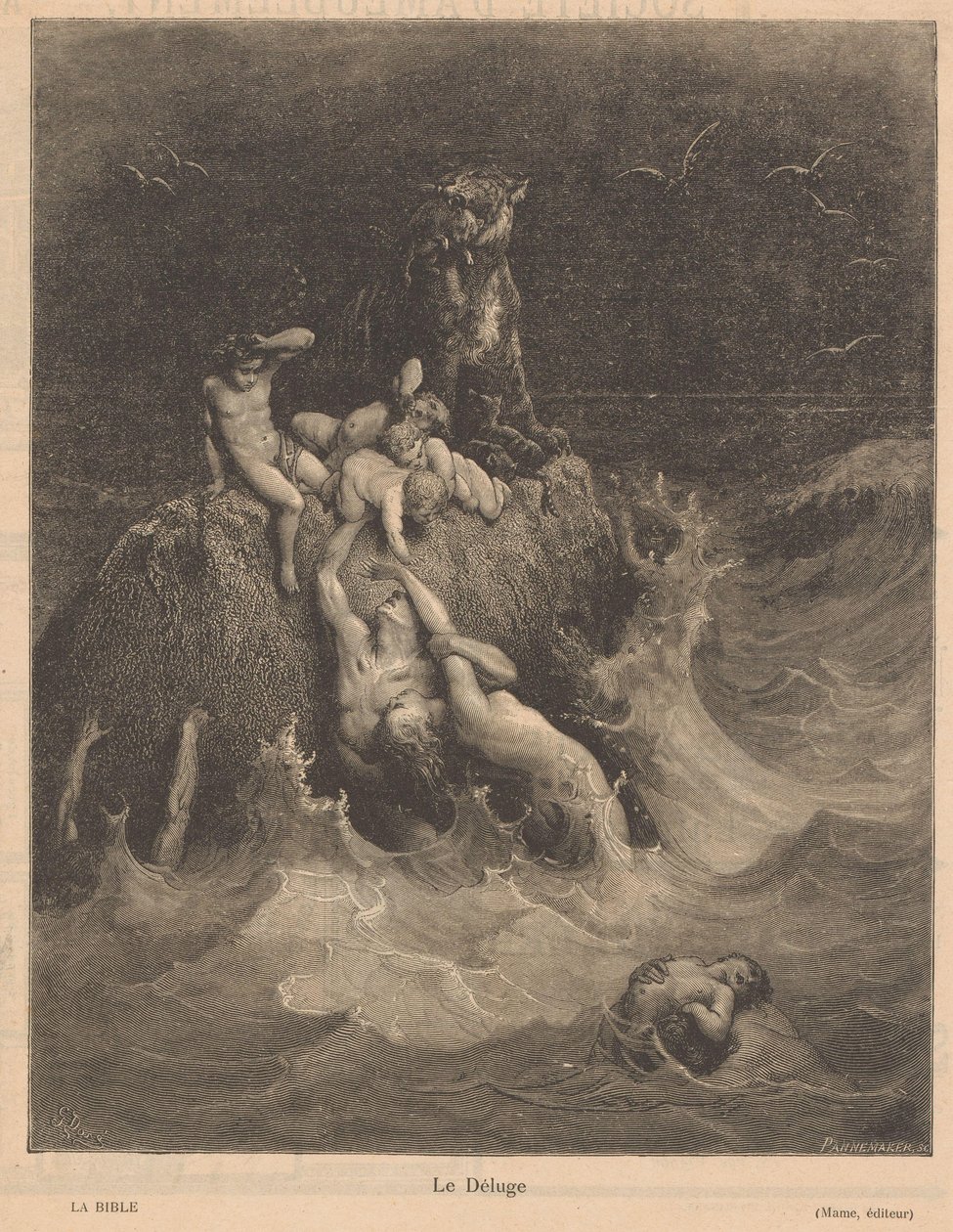 syndflod Le Déluge (titel på objekt) af Adolphe Francois Pannemaker