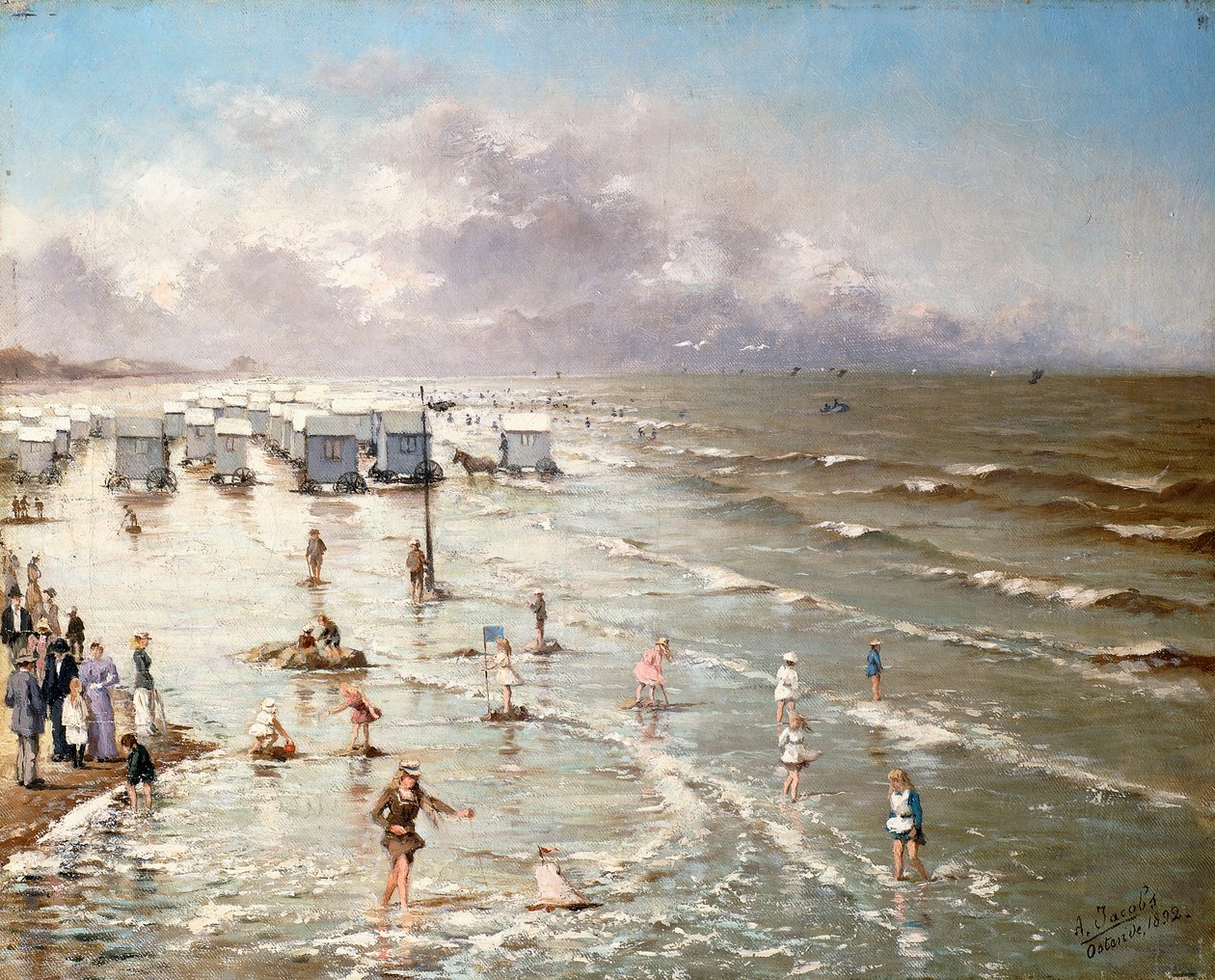 Stranden i Oostende, 1892 af Adolphe Jacobs