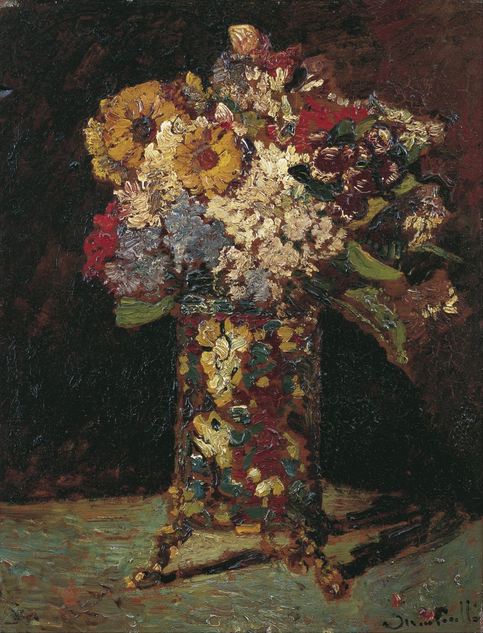 Blomsterstilleben af Adolphe Joseph Thomas Monticelli