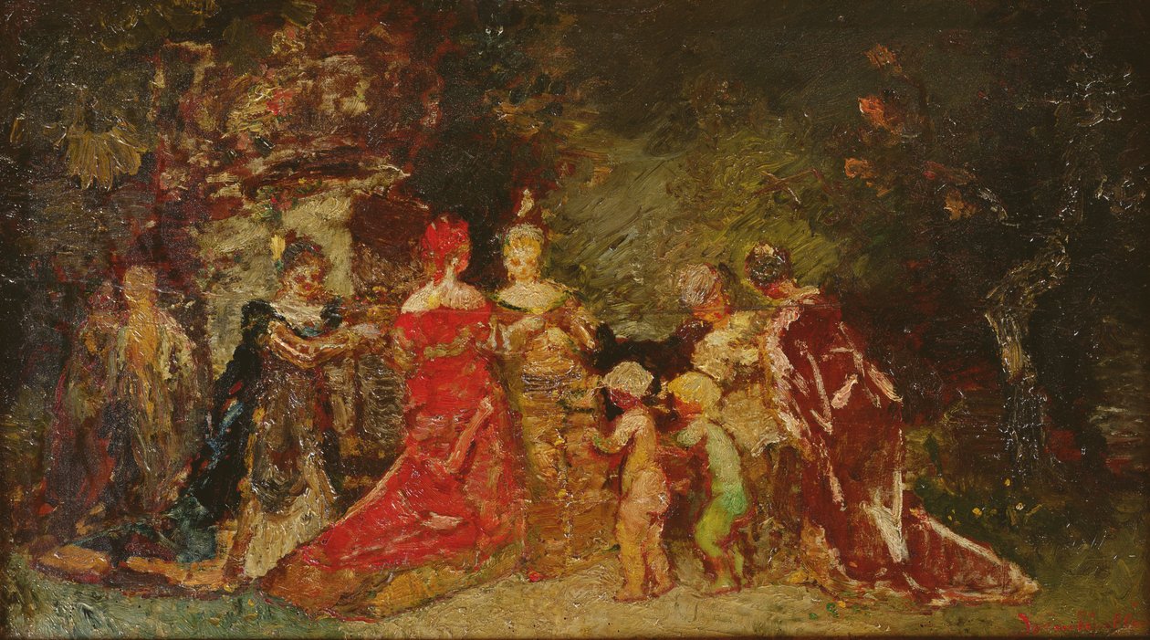 Samling i en park af Adolphe Joseph Thomas Monticelli