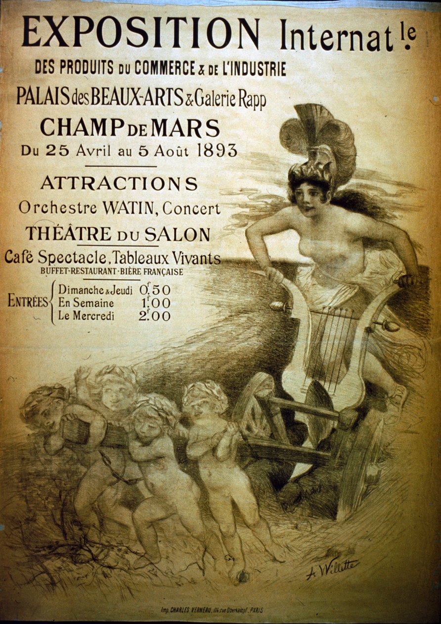 Udstilling international plakat af Adolphe Leon Willette